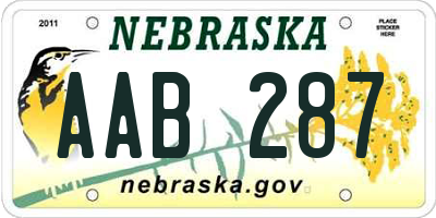 NE license plate AAB287
