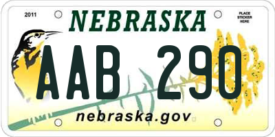 NE license plate AAB290