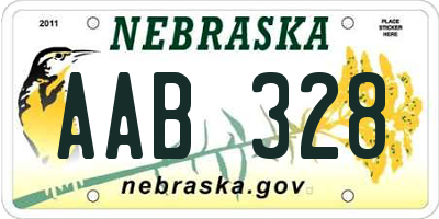NE license plate AAB328