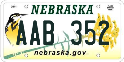 NE license plate AAB352