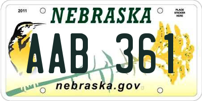 NE license plate AAB361