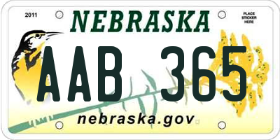 NE license plate AAB365