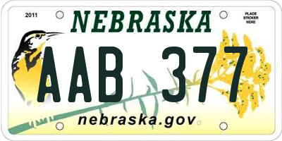 NE license plate AAB377