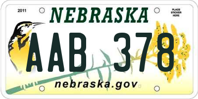 NE license plate AAB378
