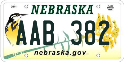 NE license plate AAB382