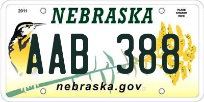 NE license plate AAB388