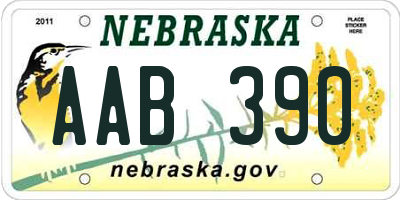 NE license plate AAB390