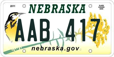 NE license plate AAB417