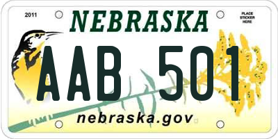 NE license plate AAB501