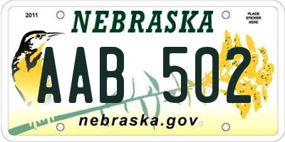 NE license plate AAB502