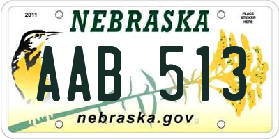 NE license plate AAB513