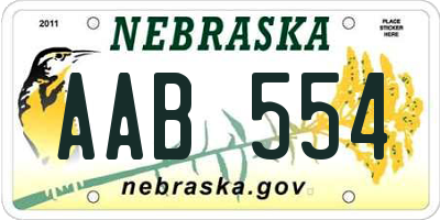 NE license plate AAB554
