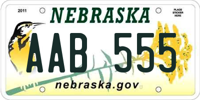 NE license plate AAB555