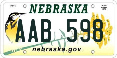 NE license plate AAB598