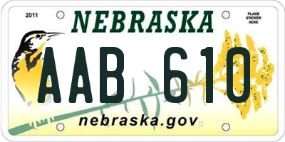 NE license plate AAB610