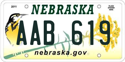 NE license plate AAB619