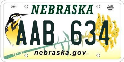 NE license plate AAB634