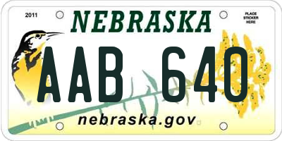 NE license plate AAB640
