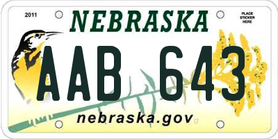 NE license plate AAB643