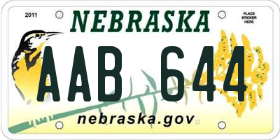 NE license plate AAB644