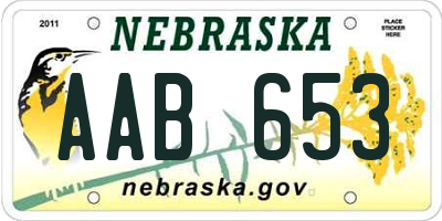 NE license plate AAB653