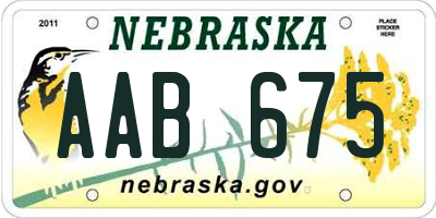 NE license plate AAB675