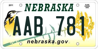 NE license plate AAB781