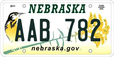 NE license plate AAB782
