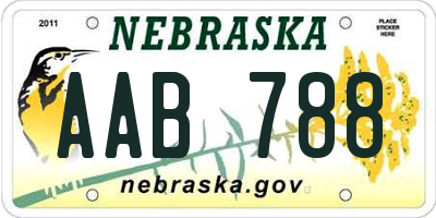 NE license plate AAB788