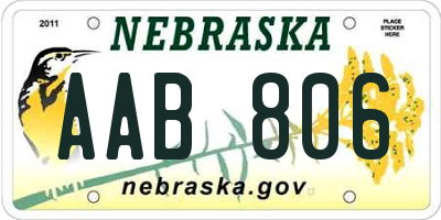 NE license plate AAB806