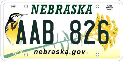 NE license plate AAB826