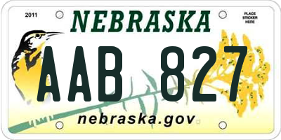 NE license plate AAB827