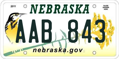 NE license plate AAB843
