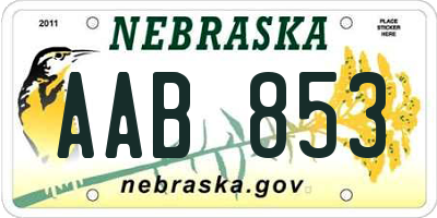 NE license plate AAB853