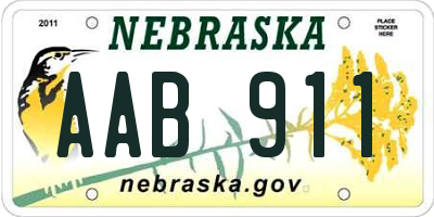 NE license plate AAB911