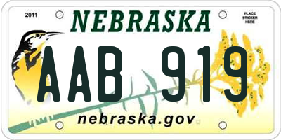 NE license plate AAB919