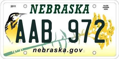 NE license plate AAB972