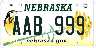NE license plate AAB999