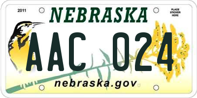 NE license plate AAC024