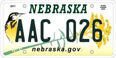 NE license plate AAC026