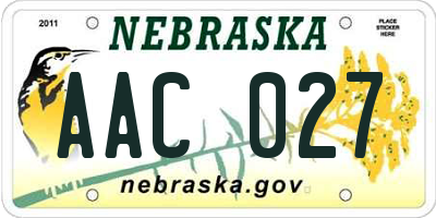 NE license plate AAC027