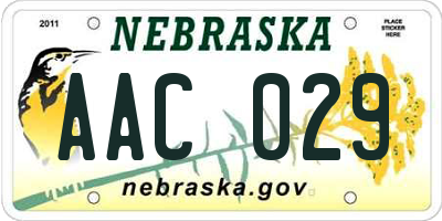 NE license plate AAC029