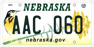 NE license plate AAC060