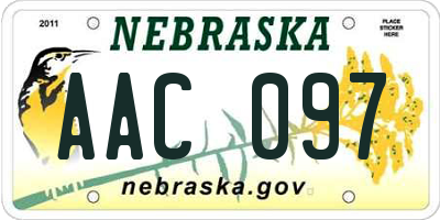 NE license plate AAC097
