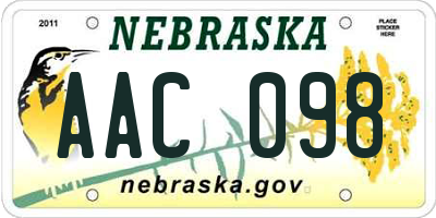 NE license plate AAC098