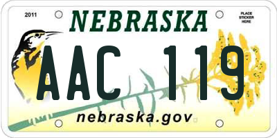 NE license plate AAC119