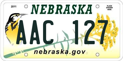 NE license plate AAC127