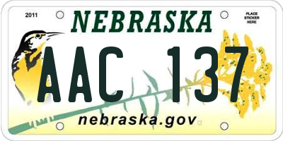 NE license plate AAC137