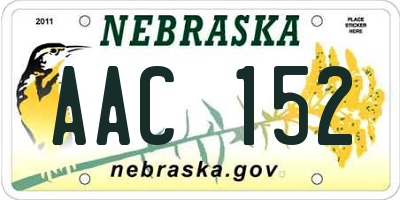 NE license plate AAC152