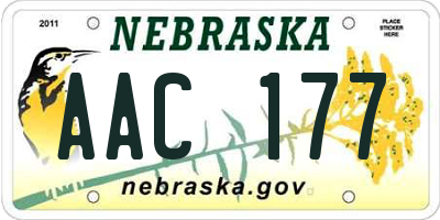 NE license plate AAC177
